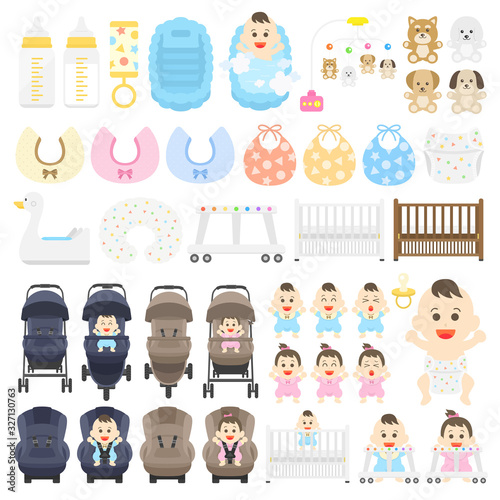 ベビー用品のイラストセット