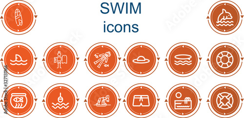 Editable 14 swim icons for web and mobile