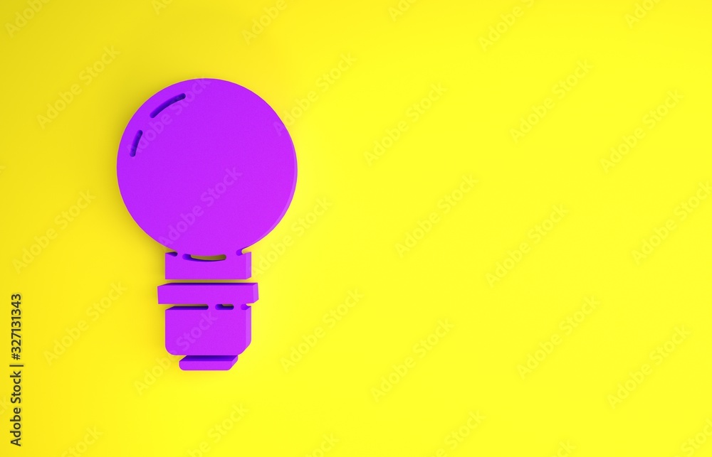 Ταπετσαρία Purple Light bulb with concept of idea icon isolated on yellow background