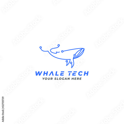 Whale Circuit Technology Logo Design