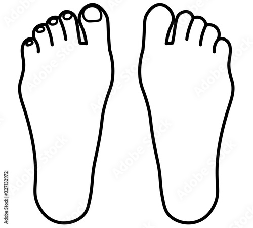足の甲と足の裏　イラストセット　白黒