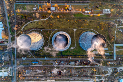 Принти на полотні State District Power Station Three Cooling Towers