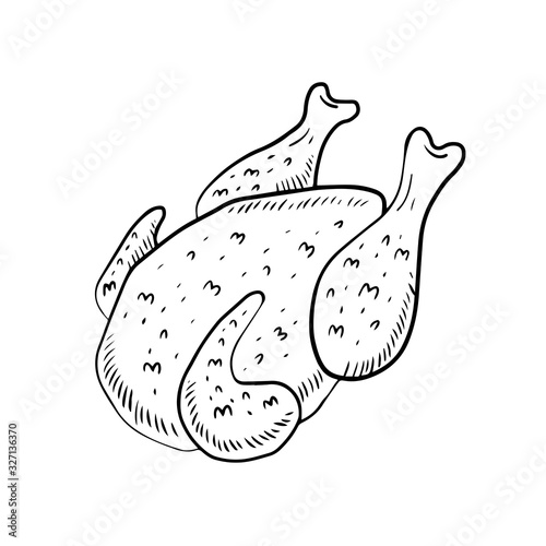 Chicken food hand drawn doodle vector illustration, design element, icon, sticker. Isolated on white background. Easy to change color. To buy list element. Eco food, natural ingredient. Kitchen.