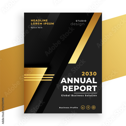 black and golden modern annual report brichure template