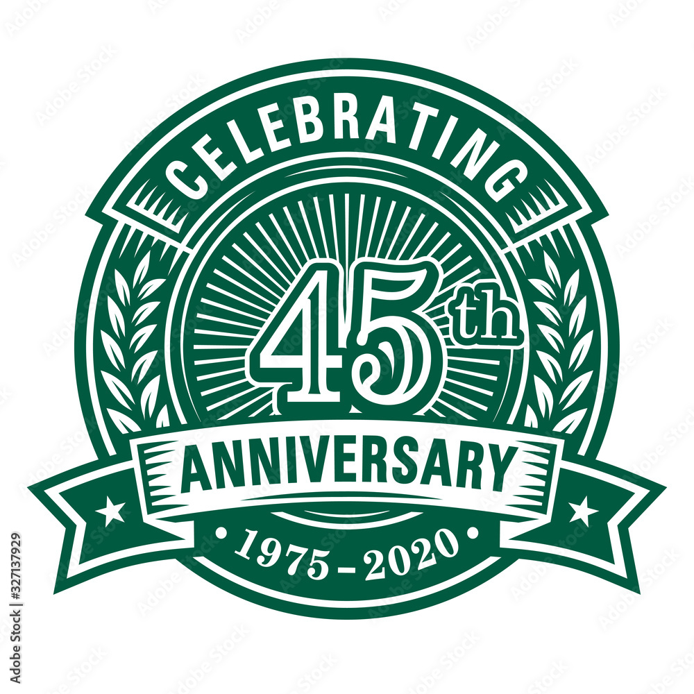 45 years of celebrations design template. 45th anniversary logo. Vector and illustrations. 45 years of celebrations design template. 45th anniversary logo. Vector and illustrations.