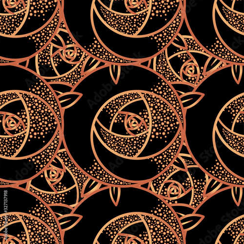 Geometric rose flower. Seamless Pattern. Art deco style inspired. Vector illu...