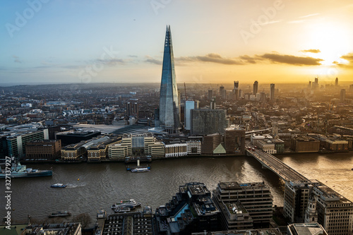 Panorama of the view from the Skygarden in London on the Shard and the river Thames photo
