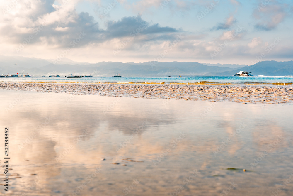 Typical morning scene at the shore of Boracay, Pilippines