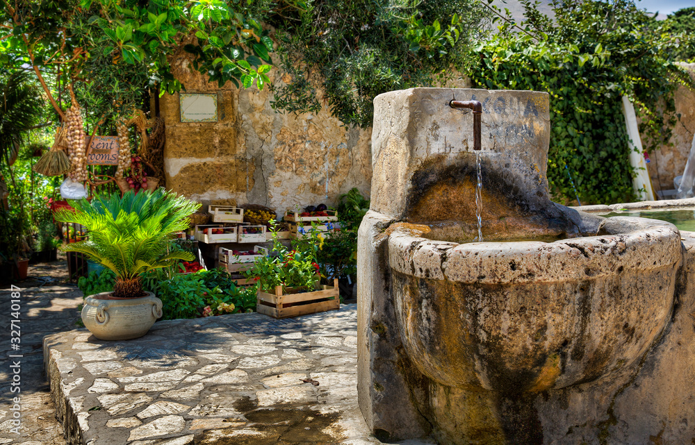 Well at the Square of the Italian Village of Scopello on Sicily
