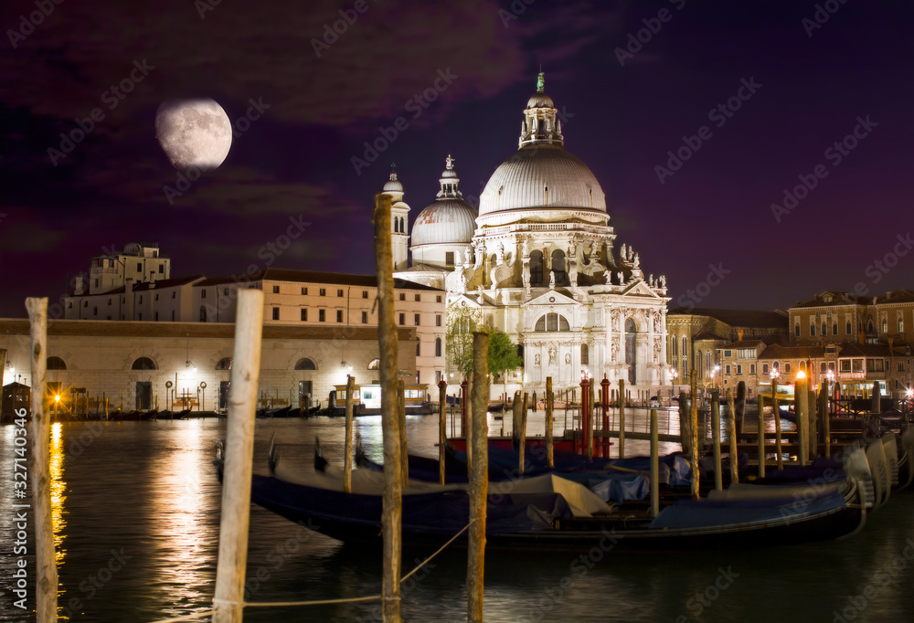 Evening shot of Santa Maria della Salute, Venice