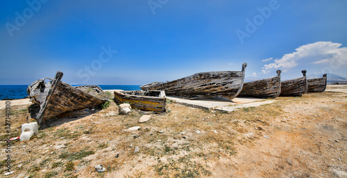 Lineup of Old Boats in Bonagia, Sicily