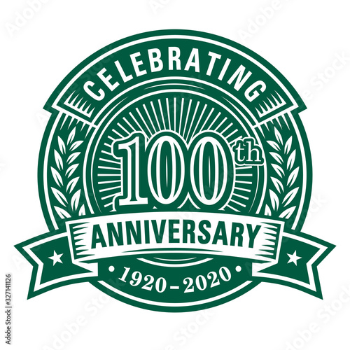 100 years of celebrations design template. 100th anniversary logo. Vector and illustrations.