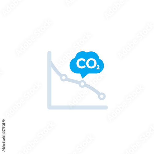 co2, carbon emissions reduction icon with graph