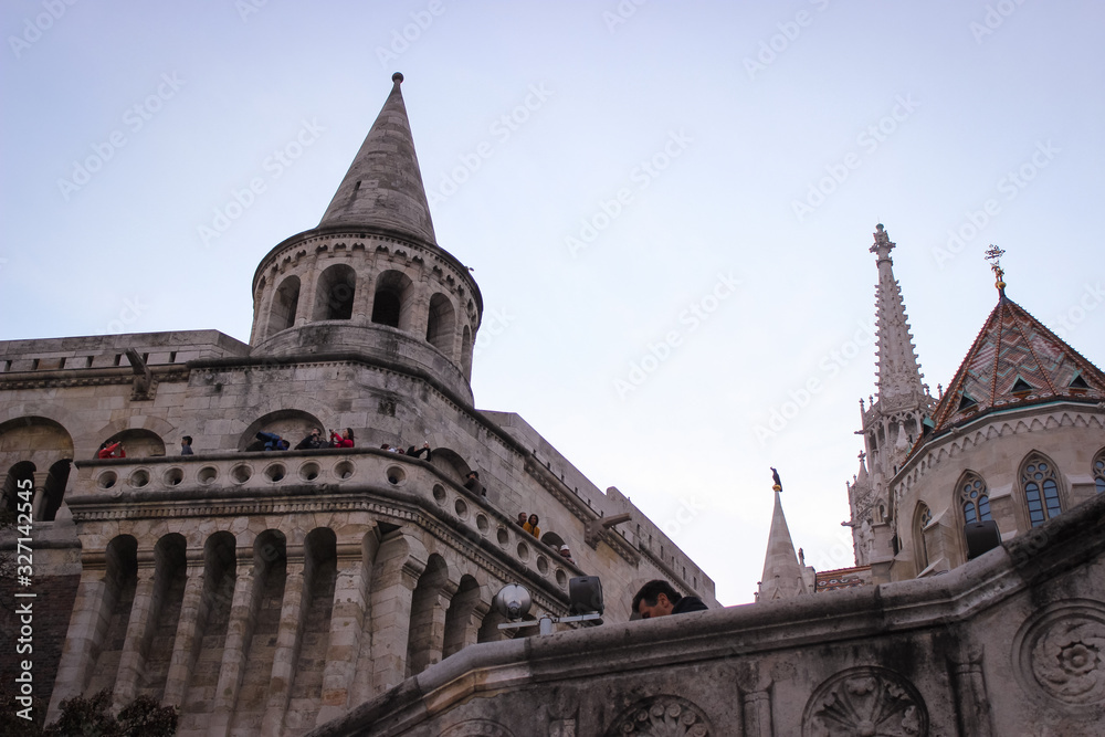 Budapest, Hungary - October 06, 2014: view to the stairs in front of Fisherman's Bastion