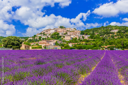 Simiane la Rotonde, France. Hilltop village in Provence. photo