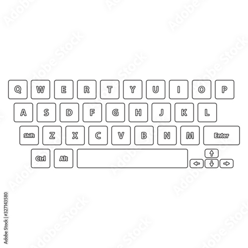 Keyboard in flat style.Vector illustration.	