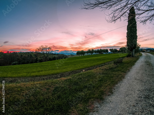 Sunset in the Marche countryside