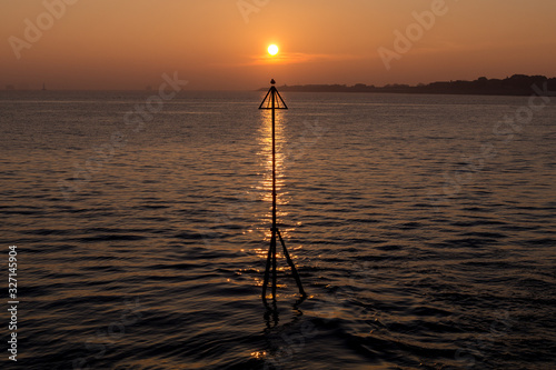 Sunset, bird, post