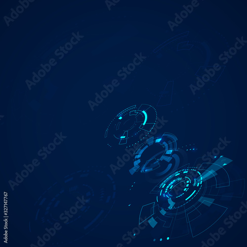 Futuristic technology concept with HUD elements. Sci fi abstract cyberspace background. vector