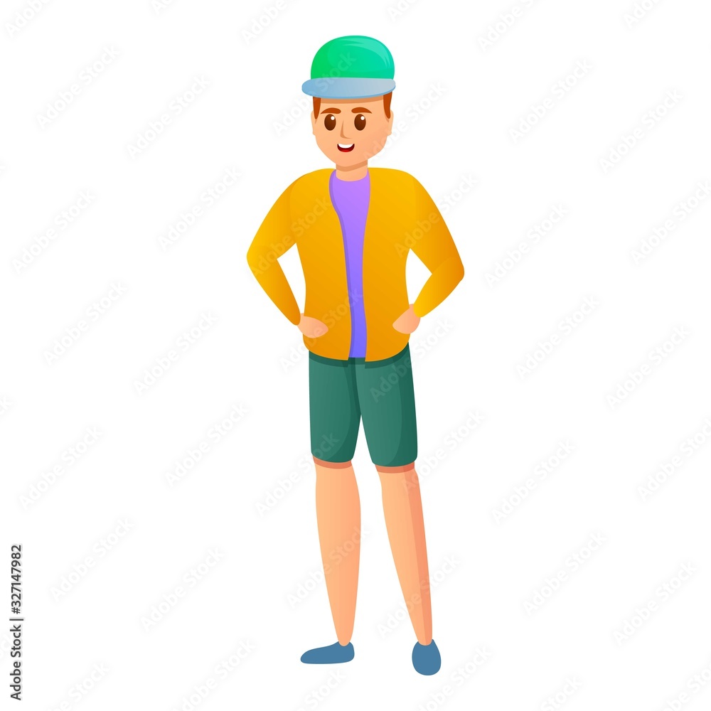Adolescent baseball cap icon. Cartoon of adolescent baseball cap vector icon for web design isolated on white background