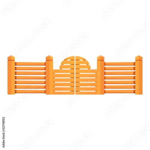 Entrance wood fence icon. Cartoon of entrance wood fence vector icon for web design isolated on white background