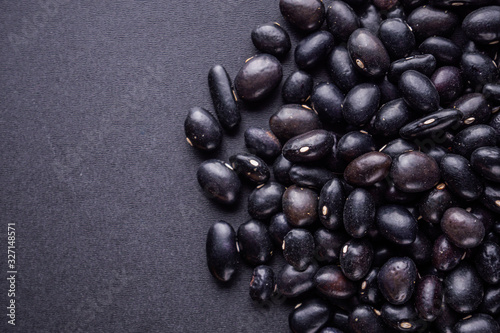 fresh organic natural beans on black background