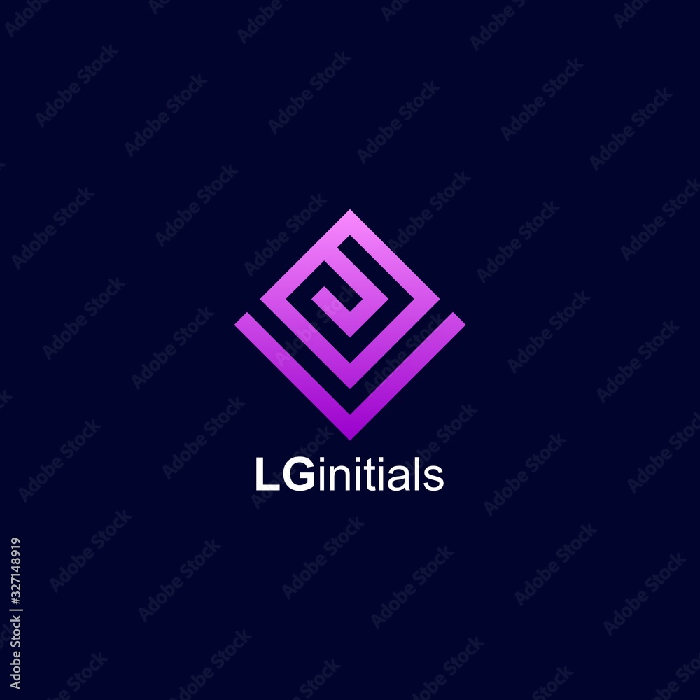 Square LG Initials Logo Design on Dark Background Square LG Initials Logo Design on Dark Background