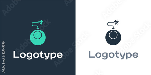 Logotype Bomb ready to explode icon isolated on white background. Logo design template element. Vector Illustration