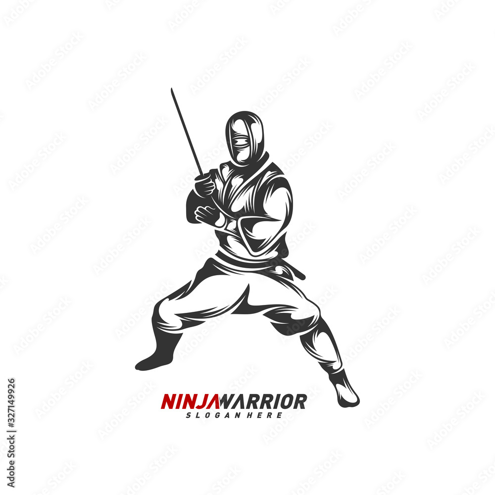 Ninja warrior design vector illustration. Silhouette of japanese fighter. Ninja warrior design vector illustration. Silhouette of japanese fighter.