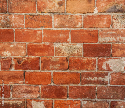 brick wall, unusually built on the surface