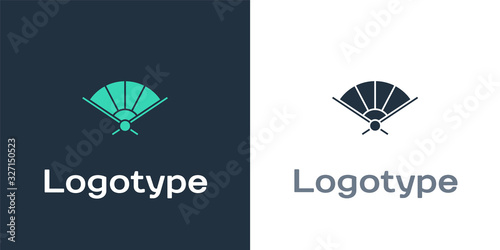 Logotype Traditional paper chinese or japanese folding fan icon isolated on white background. Logo design template element. Vector Illustration