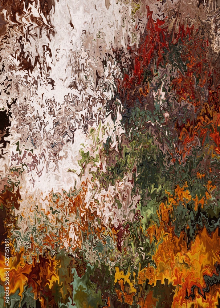 Fototapeta premium red white yellow orange green abstract rough painting color texture. Modern futuristic pattern. Multicolor dynamic background. Fractal artwork for creative graphic design