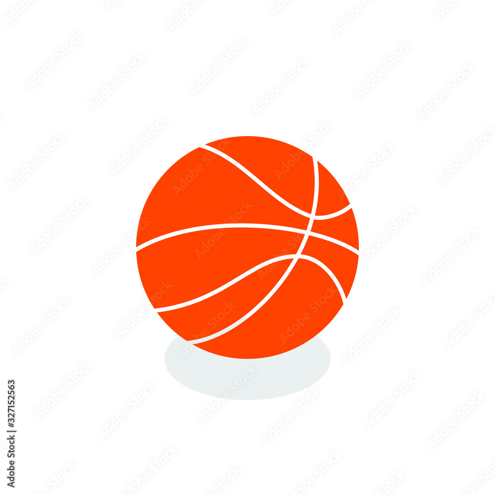 Ball of basketball icon with shadow isolated on white background. Vector illustration. EPS10