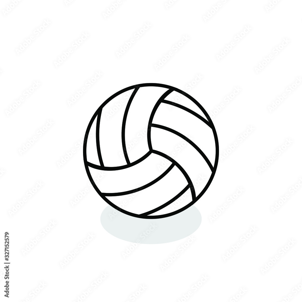 Volleyball icon with shadow isolated on white background. Football icon. Vector illustration. EPS10