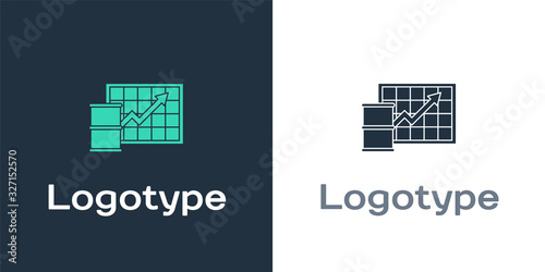 Logotype Oil price increase icon isolated on white background. Oil industry crisis concept. Logo design template element. Vector Illustration