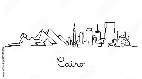 One line style Cairo city skyline. Simple modern minimaistic style vector.