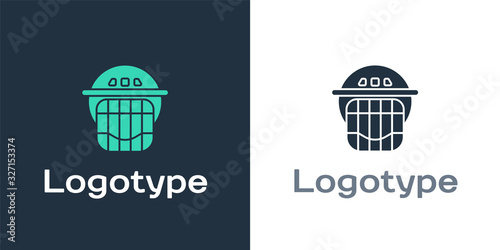 Photography Logotype Hockey helmet icon isolated on white background