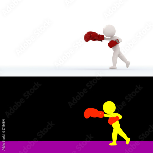Stickman engage in a gang fight, 3D render