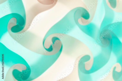 abstract background, blurred smooth geometric shapes, white and light green,