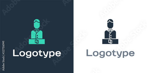 Logotype Casino dealer icon isolated on white background. Casino croupier. Logo design template element. Vector Illustration