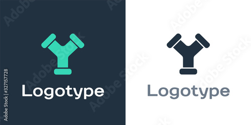 Logotype Industry metallic pipe icon isolated on white background. Plumbing pipeline parts of different shapes. Logo design template element. Vector Illustration