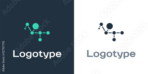 Logotype Cannabis molecule icon isolated on white background. Cannabidiol molecular structures, THC and CBD formula. Marijuana or cannabis. Logo design template element. Vector Illustration