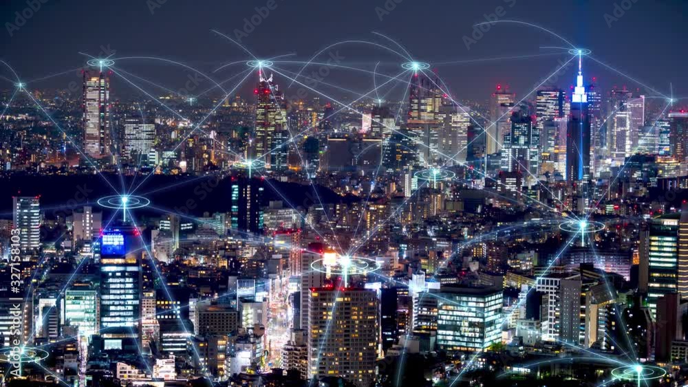 smart city and communication network (connection concept) in Tokyo, Japan