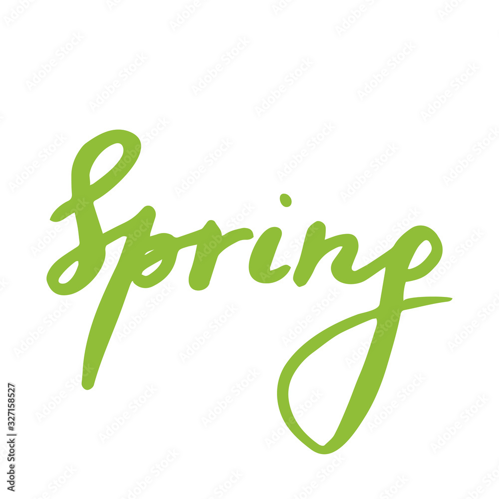 Fototapeta premium Spring hand lettering on paper. Vector illustration. Holiday typography design.