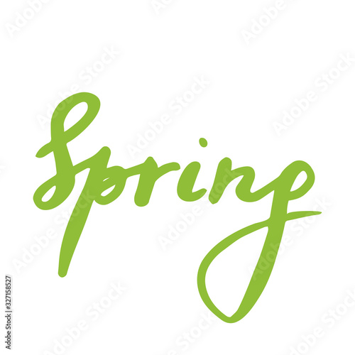 Spring hand lettering on paper. Vector illustration. Holiday typography design. photo