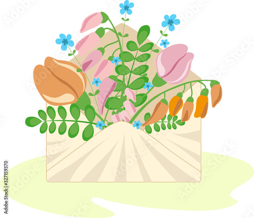 Spring lettering and flowers vector image