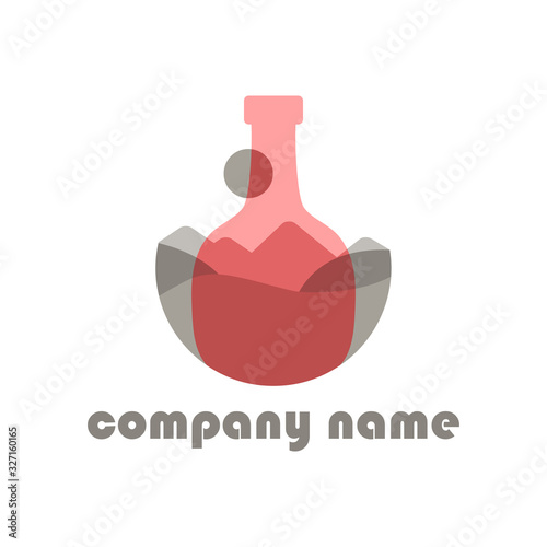 Logo of winery,  plant of wine production or company for sale of alcohol. Corporate identity of online beverage store