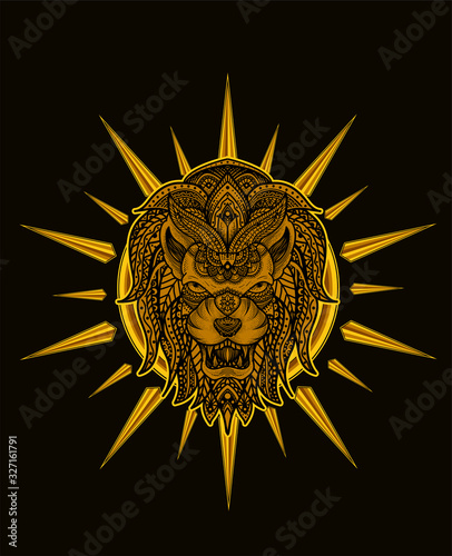 Illustration vector Lion head with floral pattern style good for print on demand(POD)
