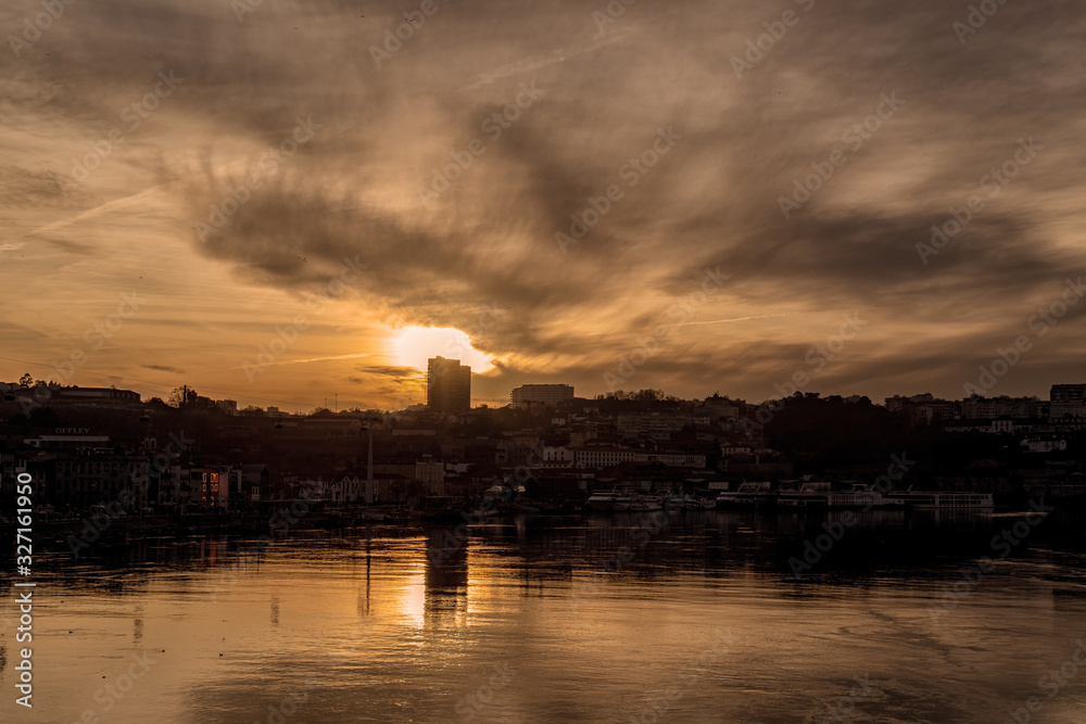 Moody sunset in Porto, Portugal