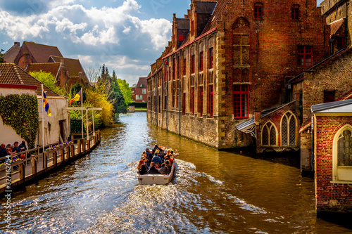 Canal and Buildings in Bruges, Belgium